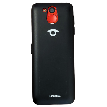 Červený BlindShell classic 2 v černém TPU pouzdře, zadní strana