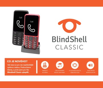 Vylepšený BlindShell Classic nabíjecí kolébkou