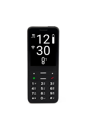 Přední strana černého telefonu BlindShell Classic 2