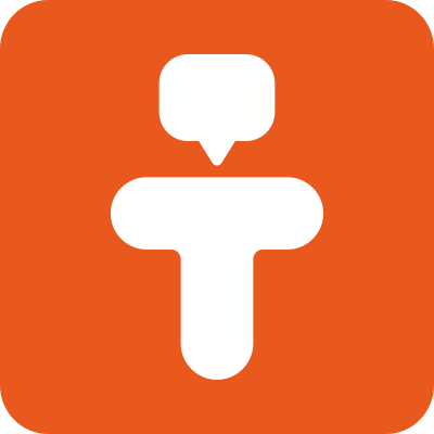 Logo aplikace Tandem – oranžový čtverec s písmenem T připomínajícím siluetu.